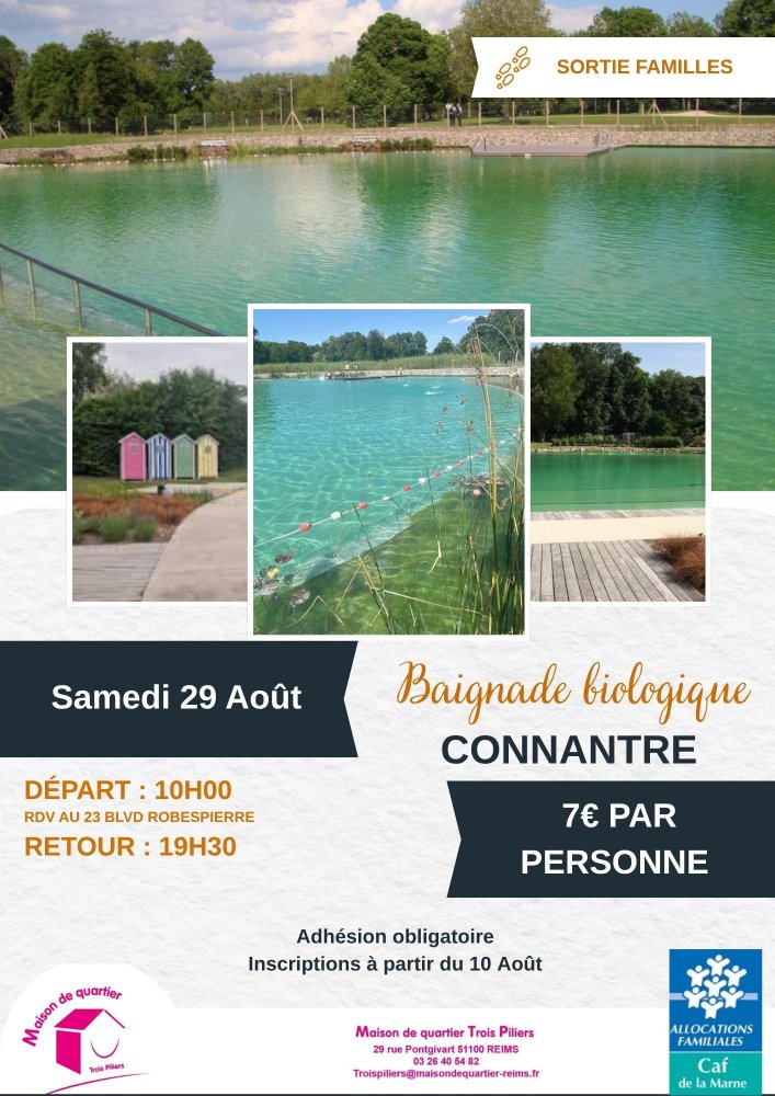 <strong>Sortie en famille - baignade biologique de Connantre - Trois Piliers</strong><small>© Maisons de Quartier de Reims</small>